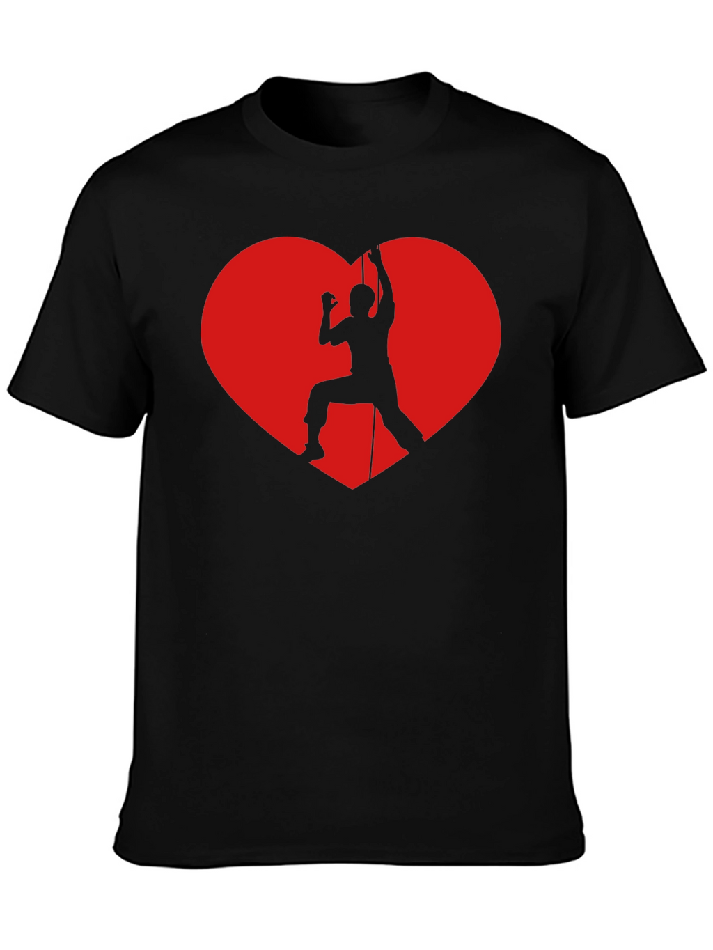 Rock Climbing Heart Graphic T-Shirt - Black