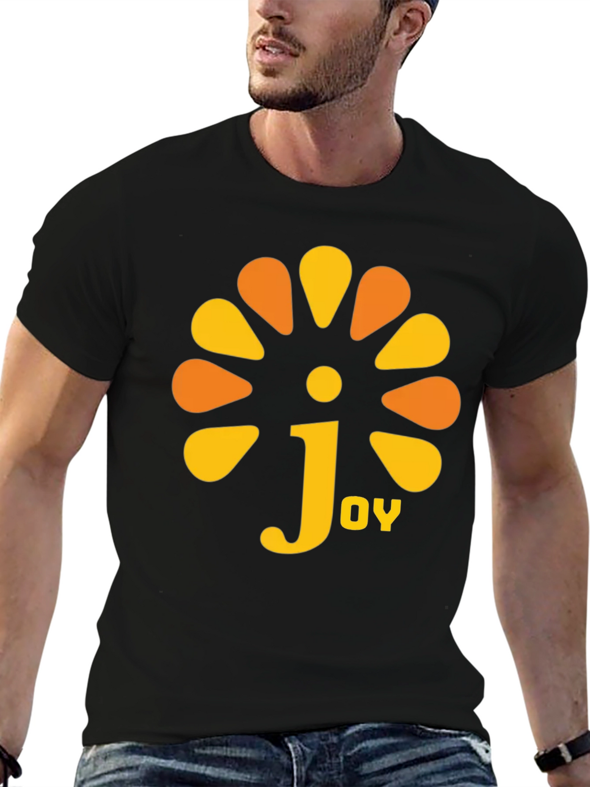 Retro Joy Graphic Tee - Black Cotton Blend Shirt
