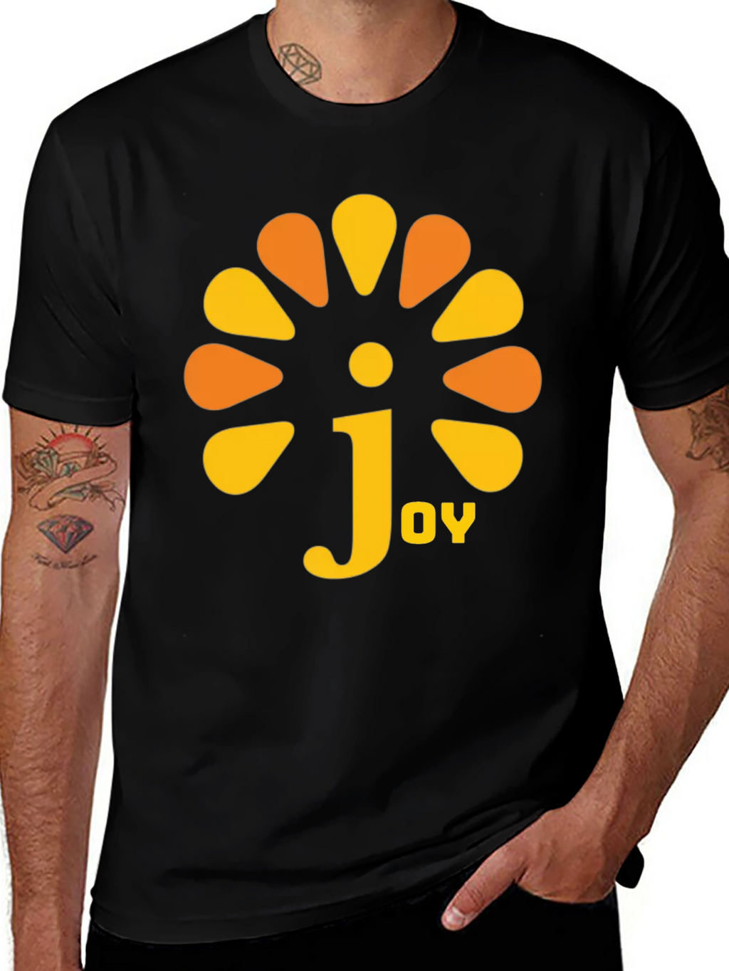 Retro Joy Graphic Tee - Black Cotton Blend Shirt