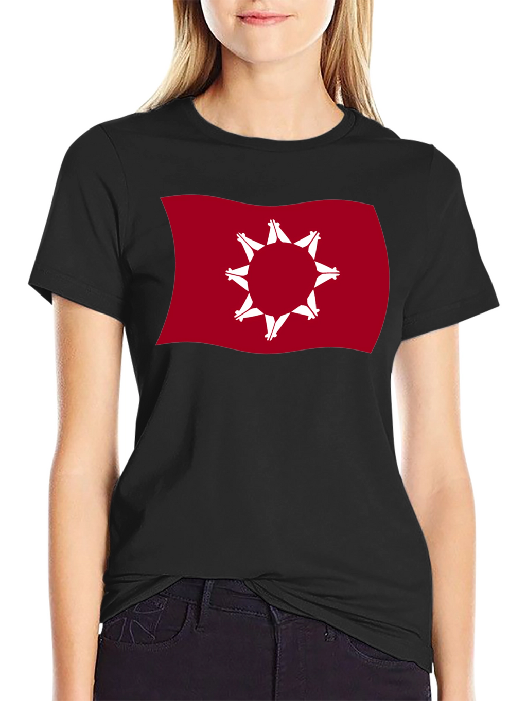 Wavy Native American Flag Graphic Tee - Black