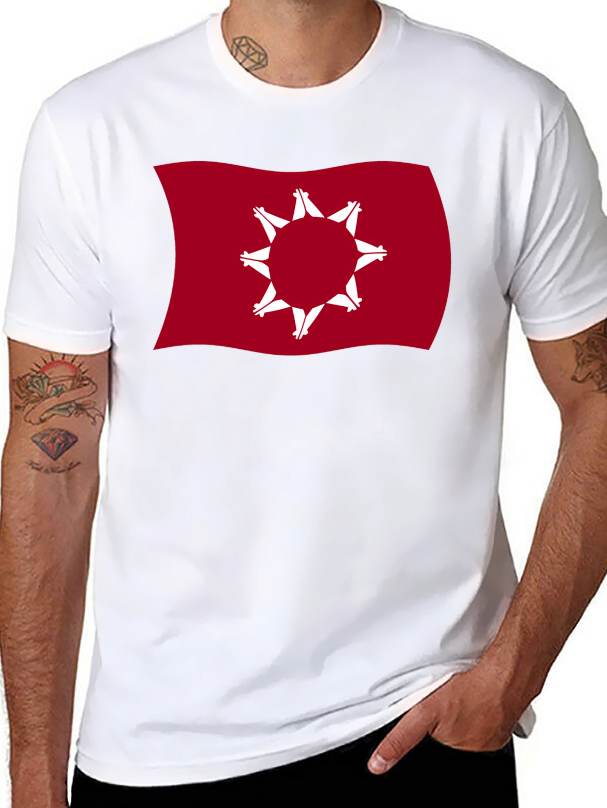 Wavy Native American Flag Graphic Tee - Black