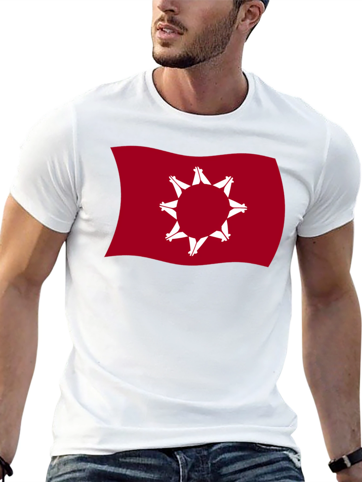 Wavy Native American Flag Graphic Tee - Black
