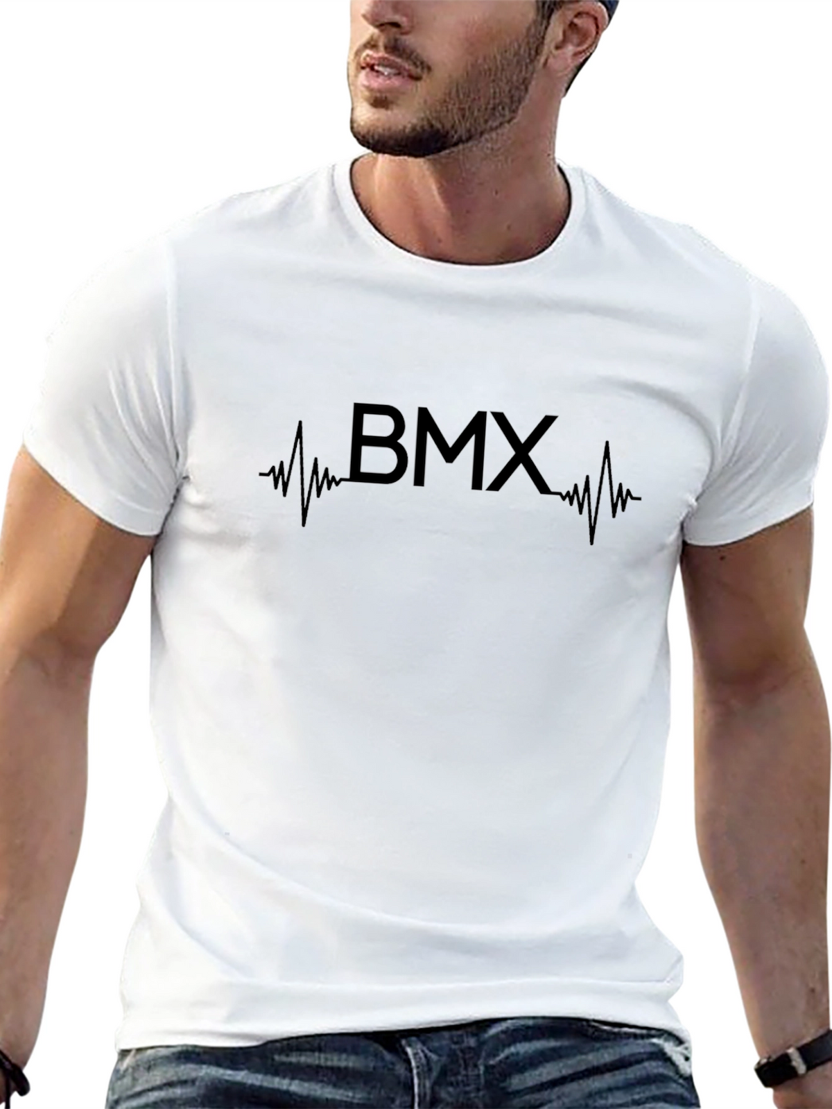BMX Heartbeat Graphic Tee - Black Cotton T-Shirt