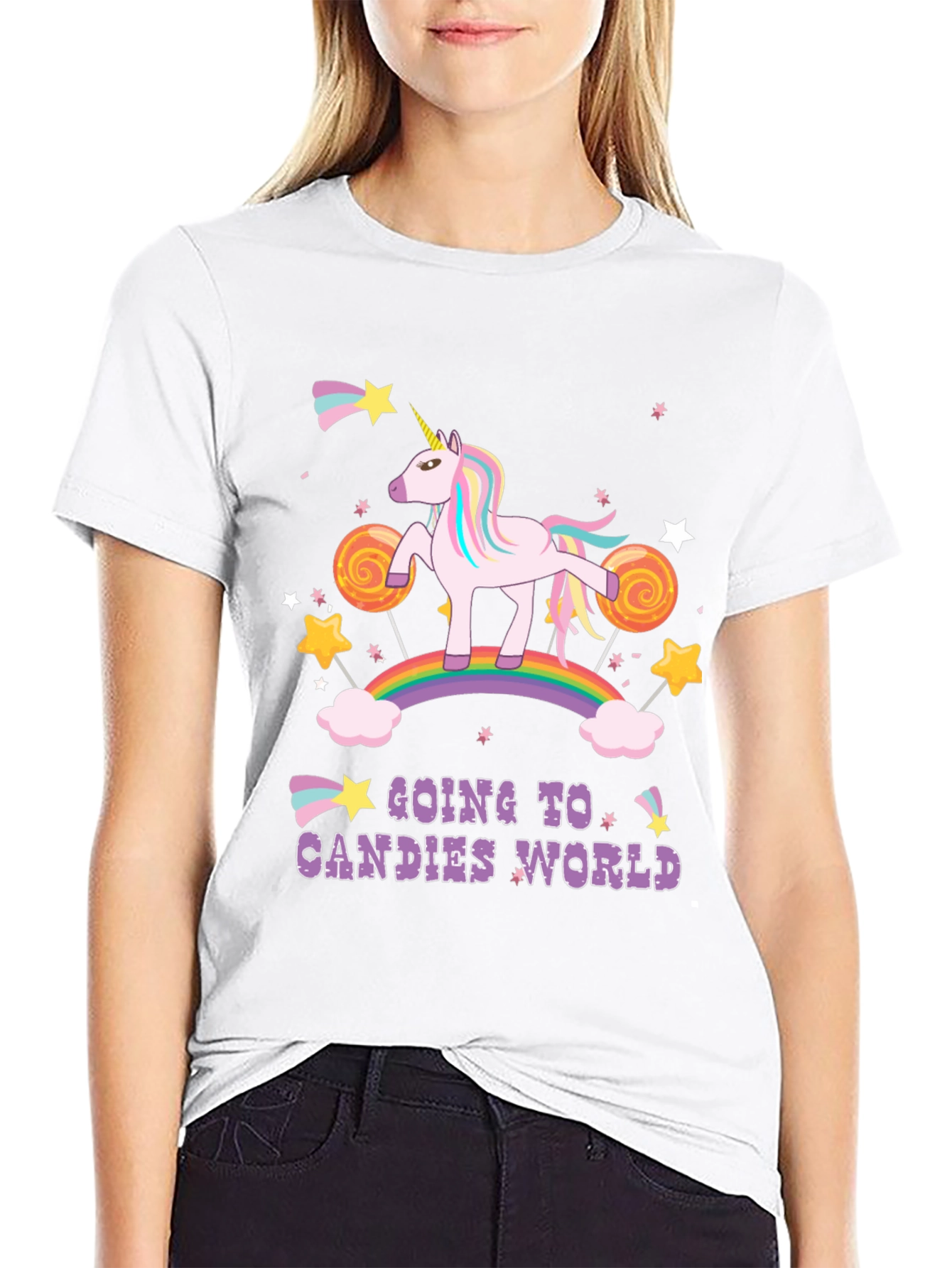 Unicorn Candies World Black T-Shirt
