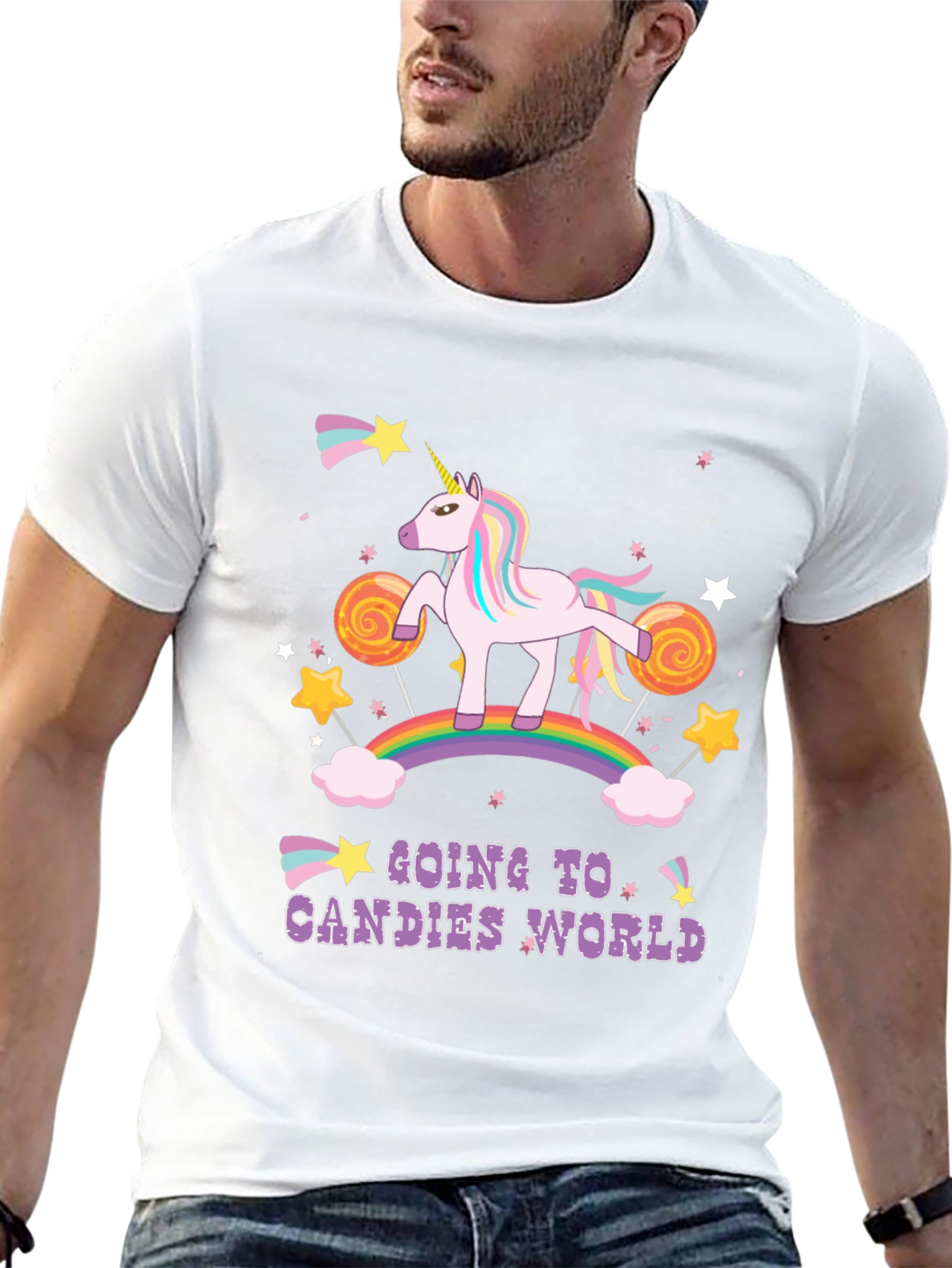 Unicorn Candies World Black T-Shirt