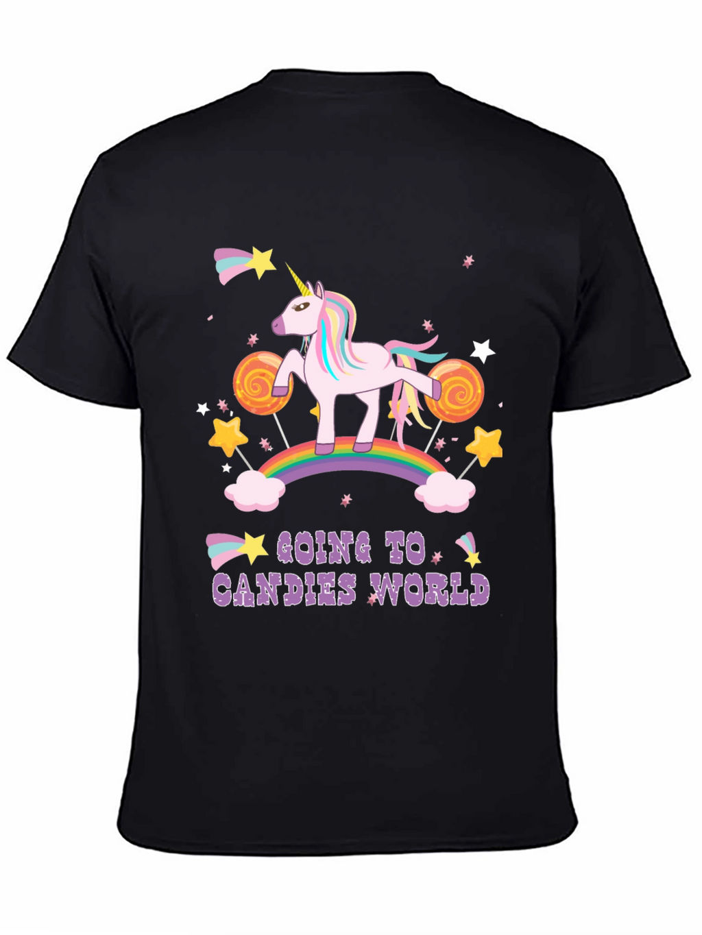 Unicorn Candies World Black T-Shirt