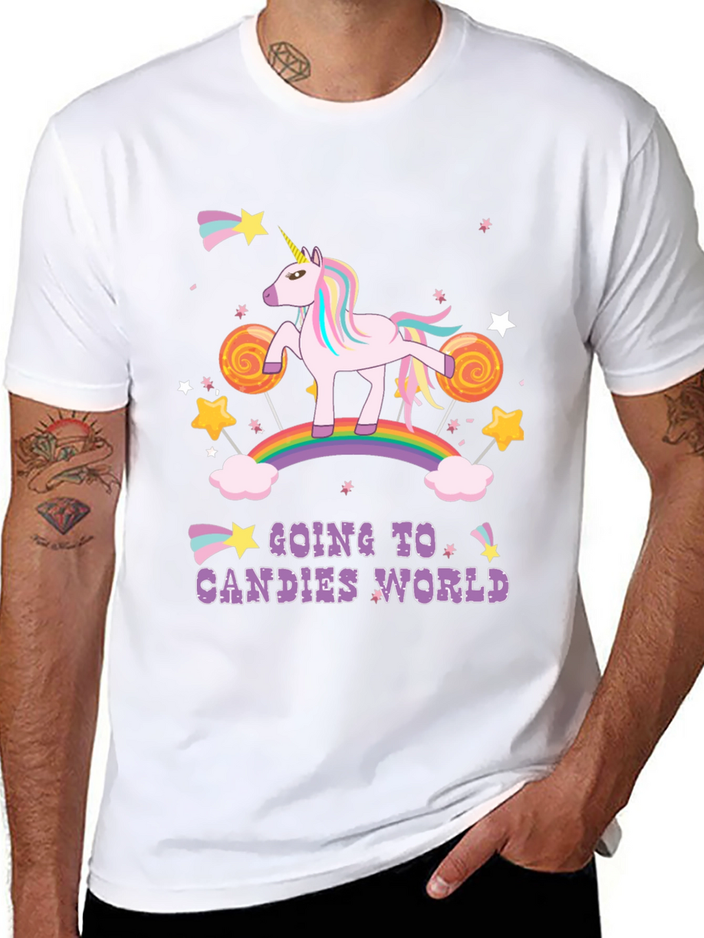Unicorn Candies World Black T-Shirt