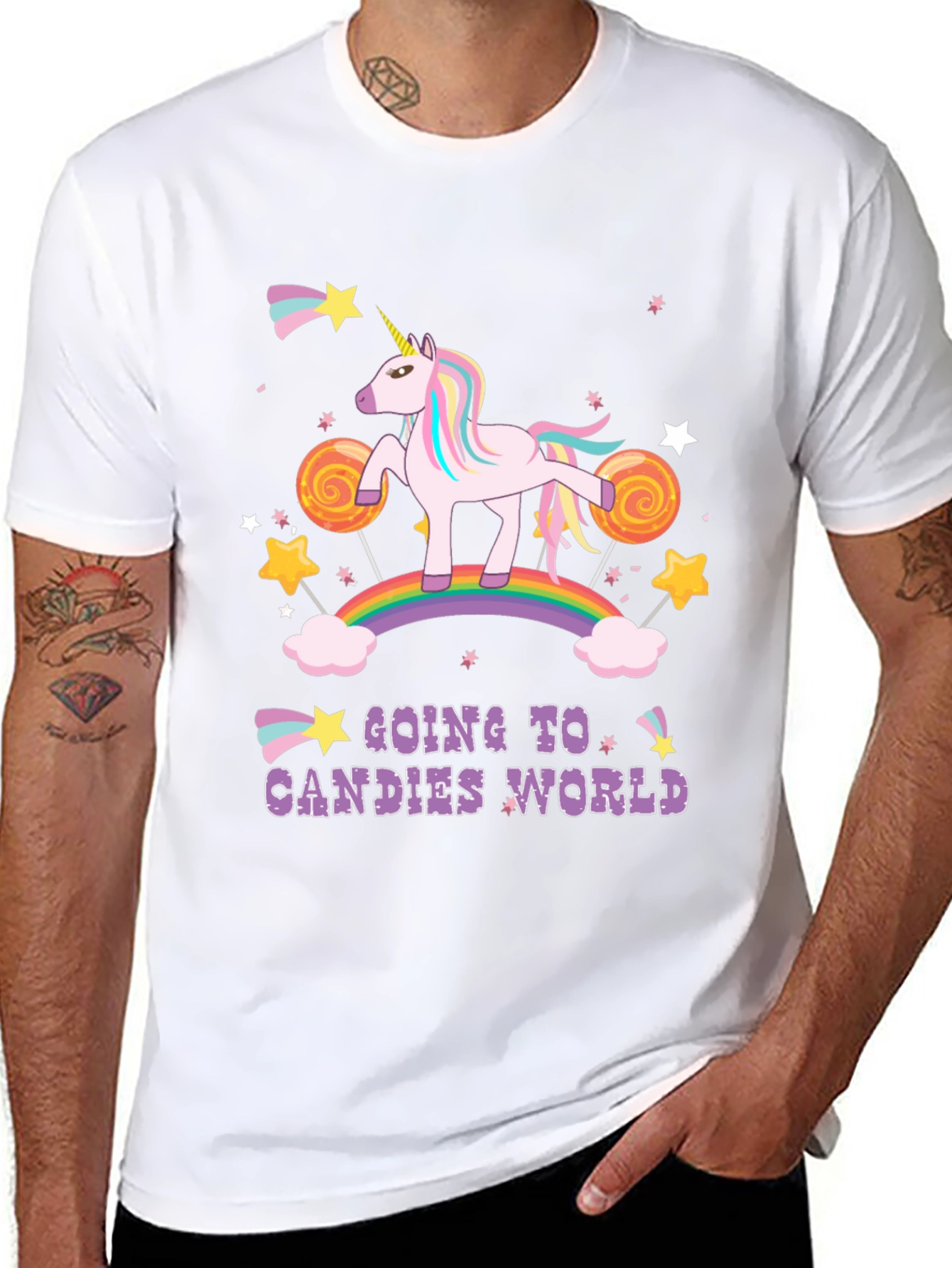 Unicorn Candies World Black T-Shirt