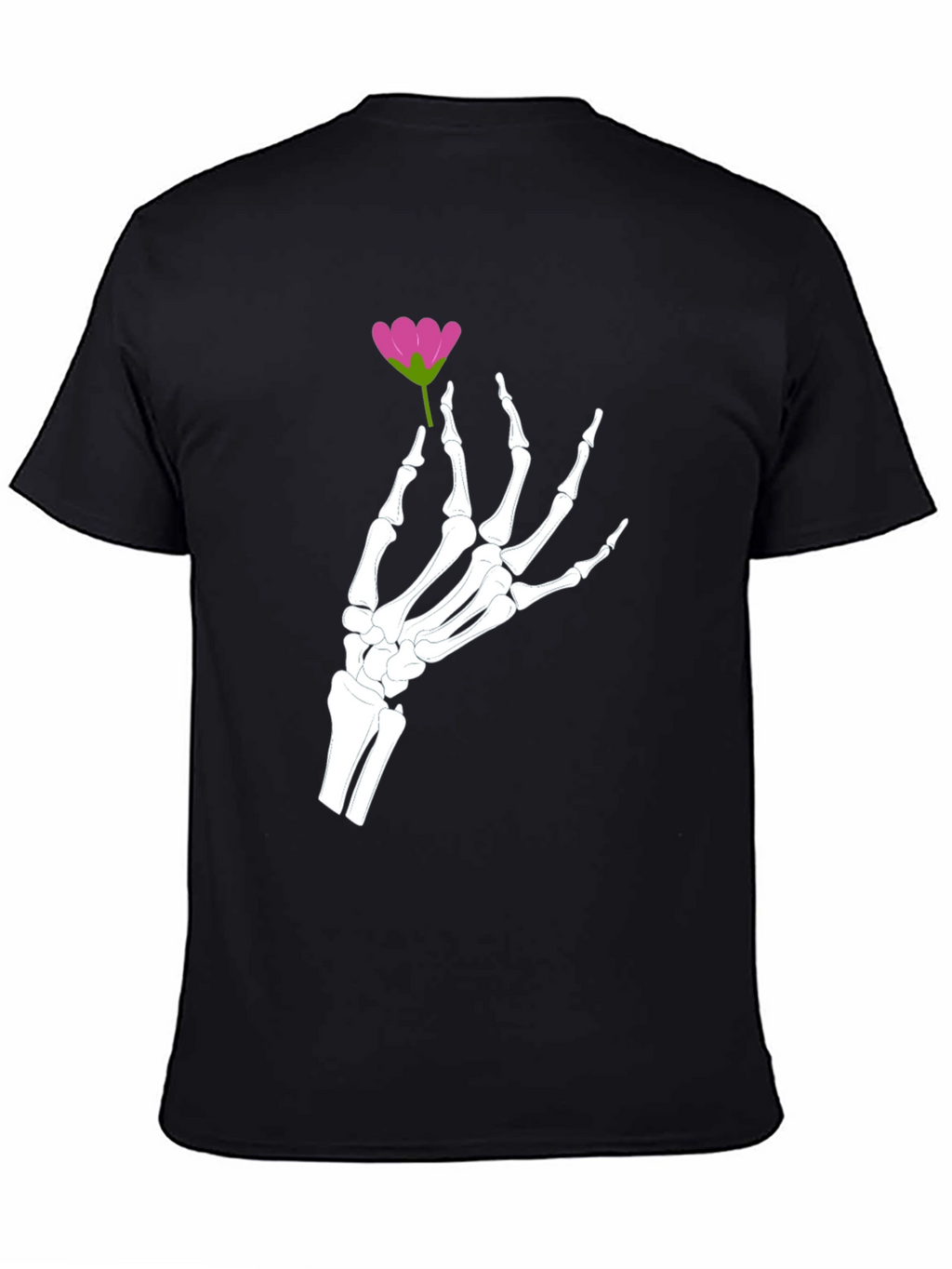 Floral Skeleton Hand Graphic Tee - Black