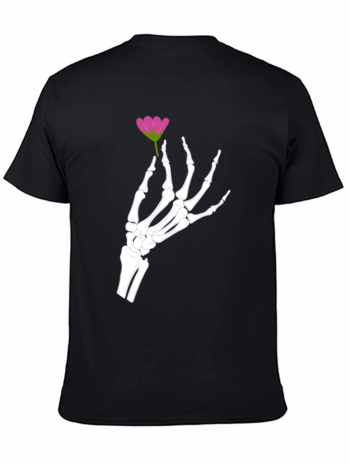Floral Skeleton Hand Graphic Tee - Black