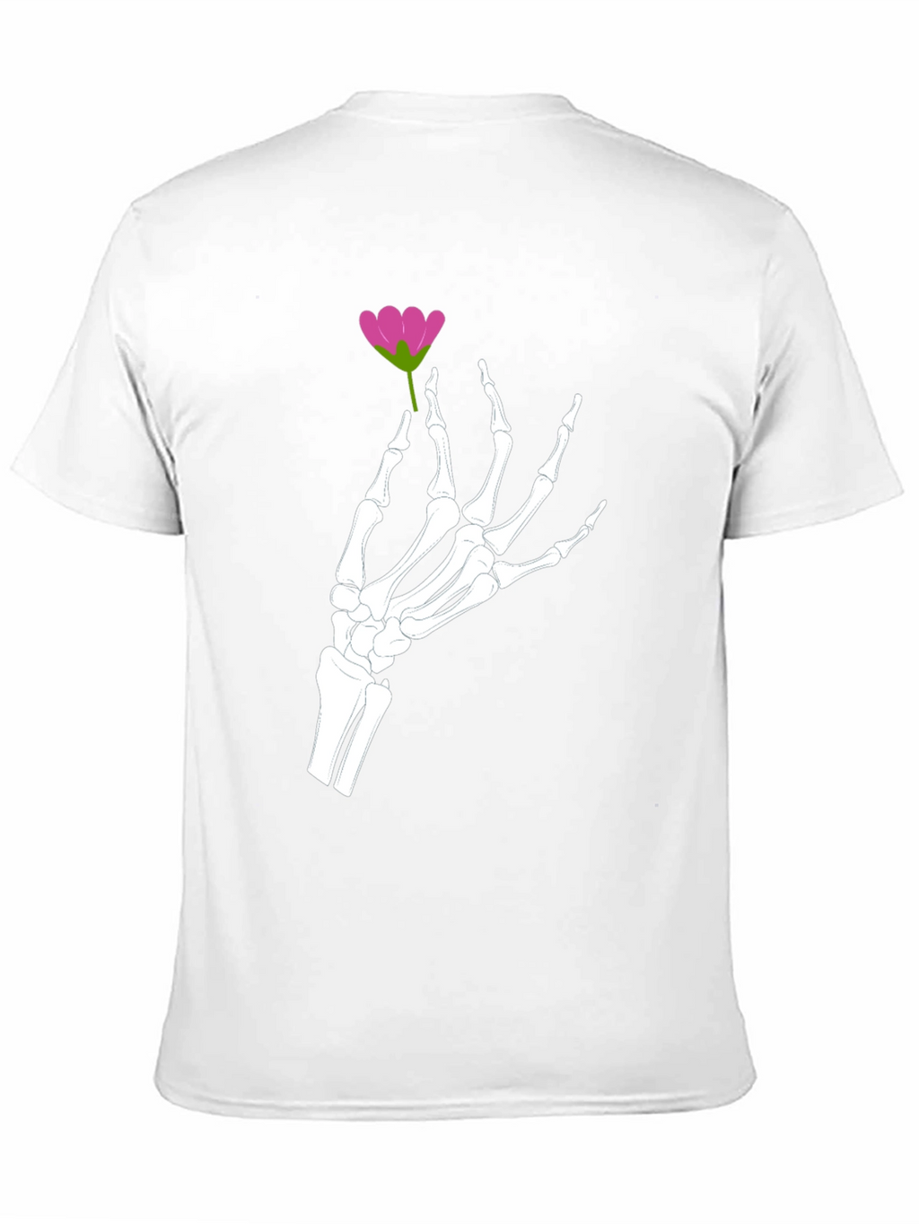 Floral Skeleton Hand Graphic Tee - Black