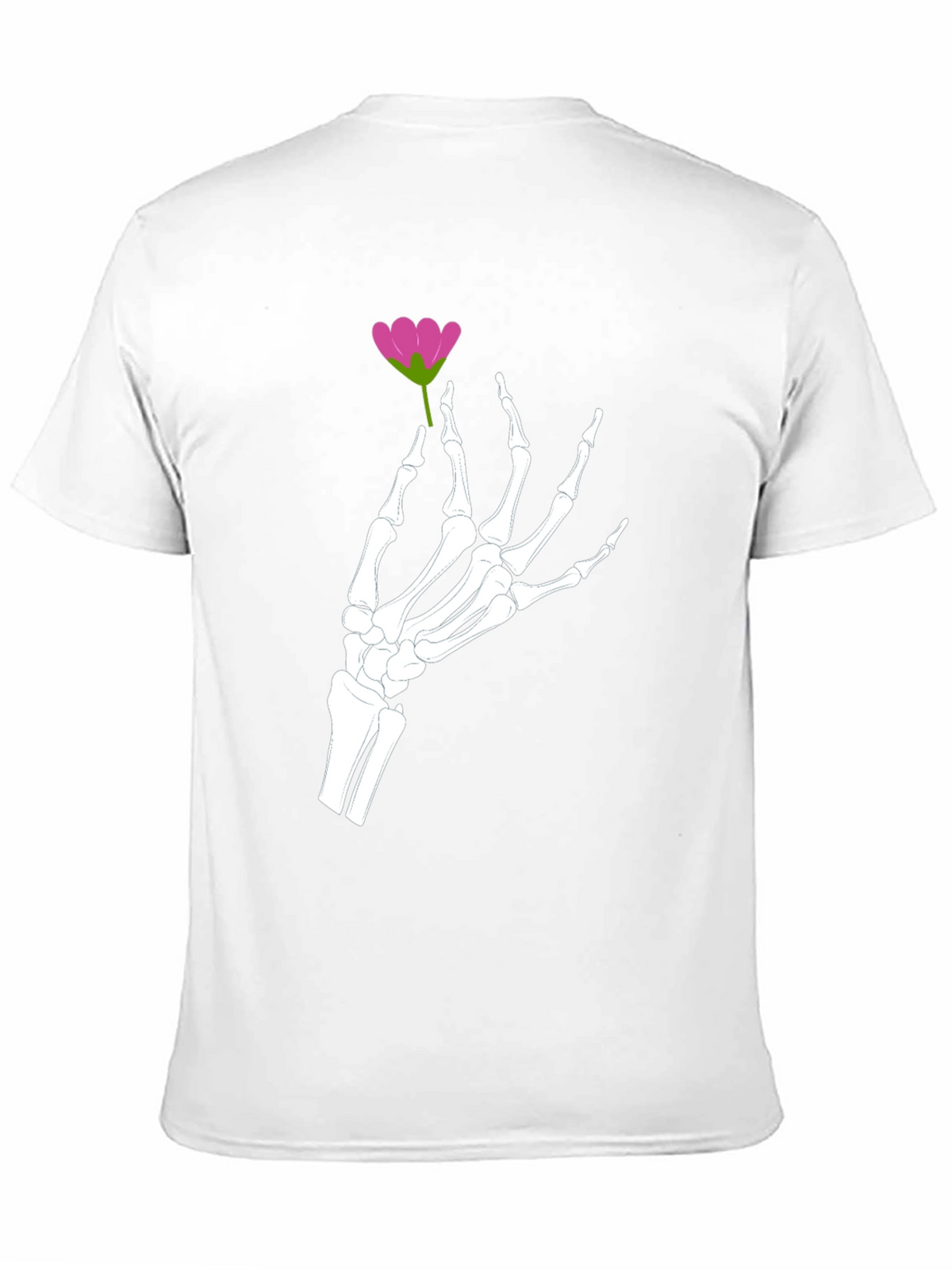 Floral Skeleton Hand Graphic Tee - Black