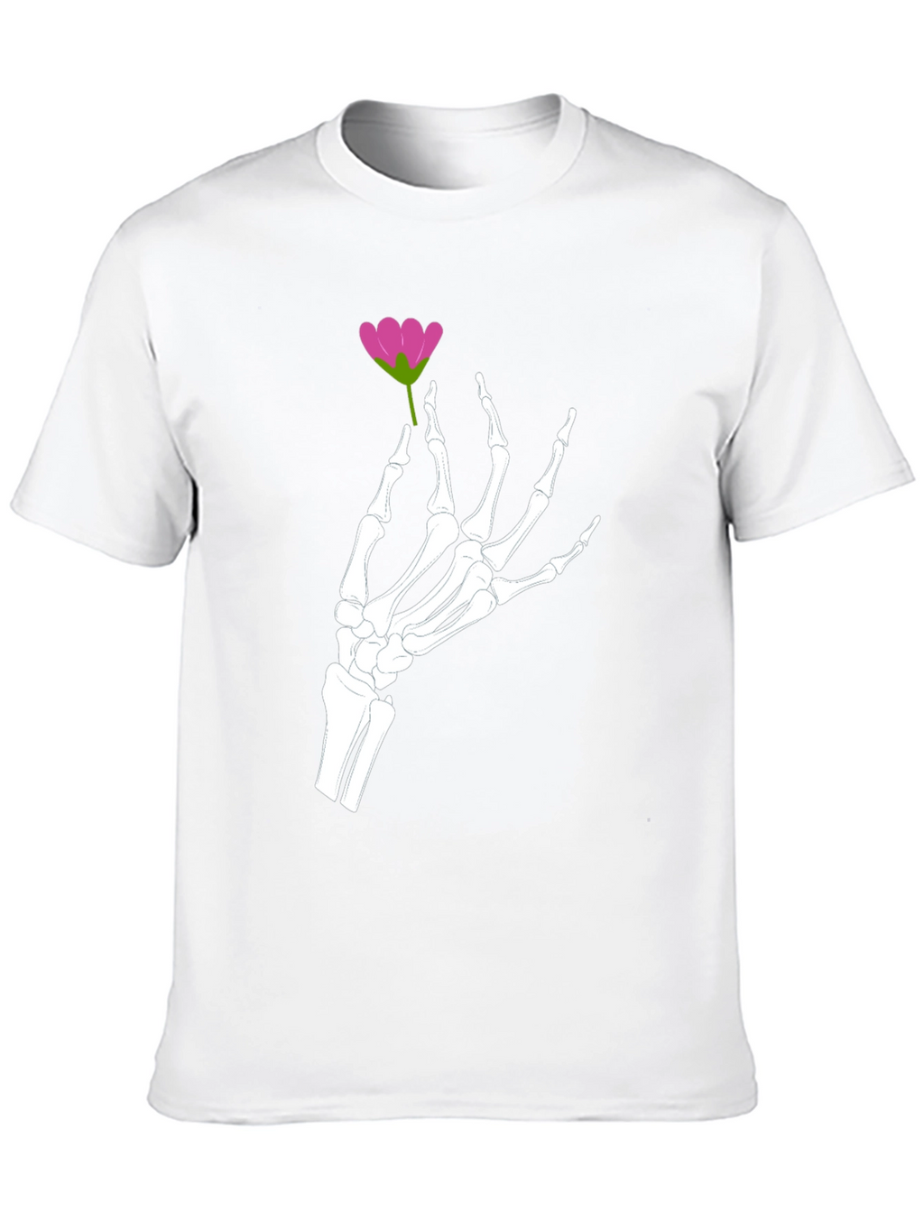 Floral Skeleton Hand Graphic Tee - Black