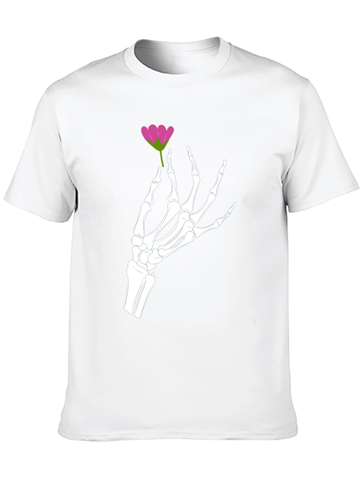 Floral Skeleton Hand Graphic Tee - Black