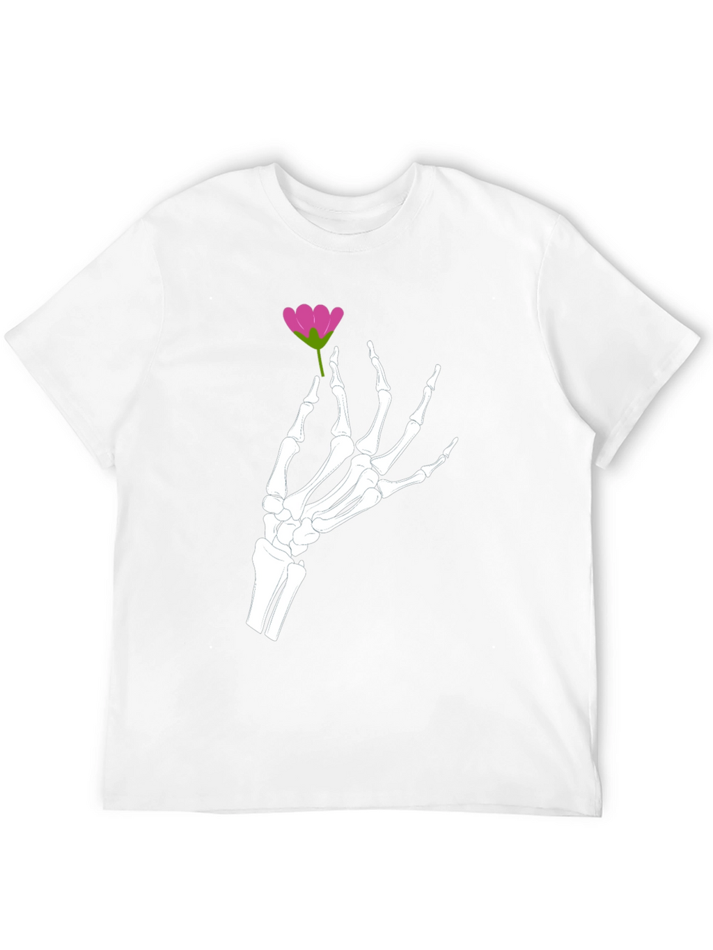 Floral Skeleton Hand Graphic Tee - Black