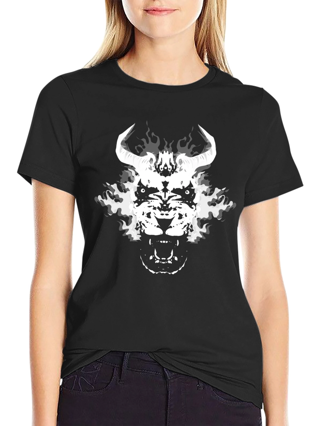 Infernal Beast Graphic Tee - Black Cotton Blend