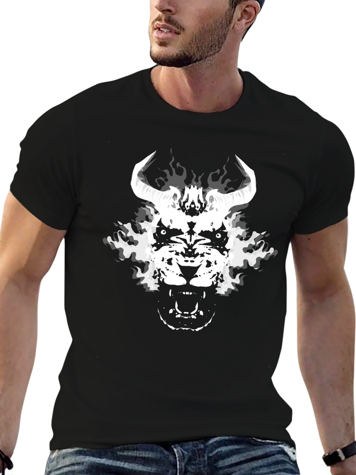 Infernal Beast Graphic Tee - Black Cotton Blend