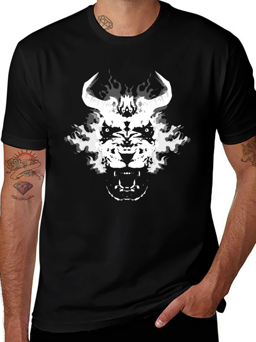 Infernal Beast Graphic Tee - Black Cotton Blend