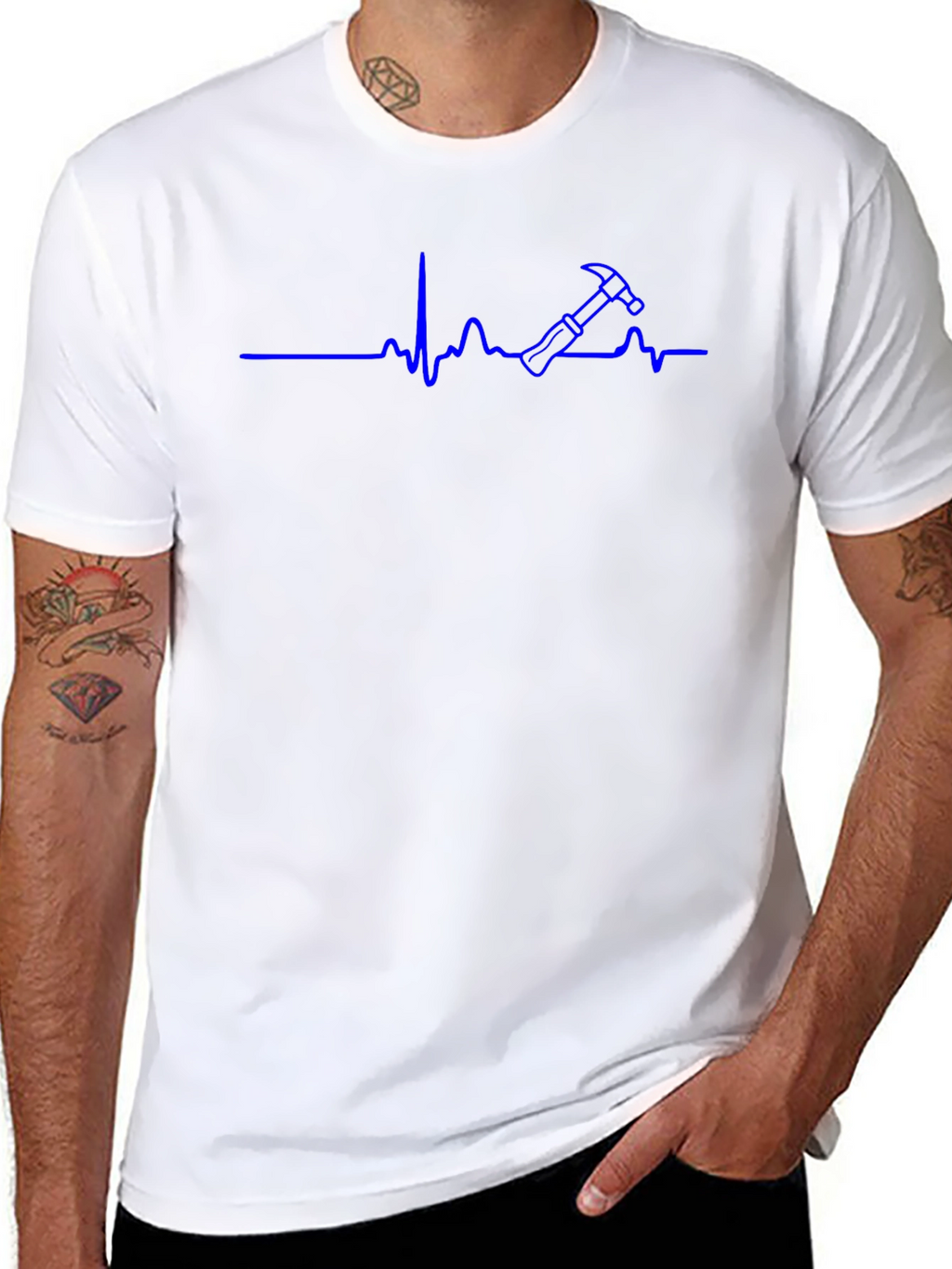 Hammer Heartbeat T-Shirt - Construction Worker Tee