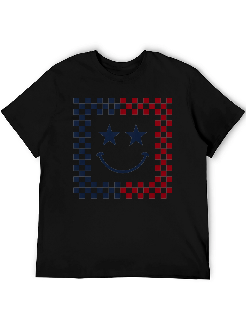 Smiley Face Checkered Border Graphic Tee
