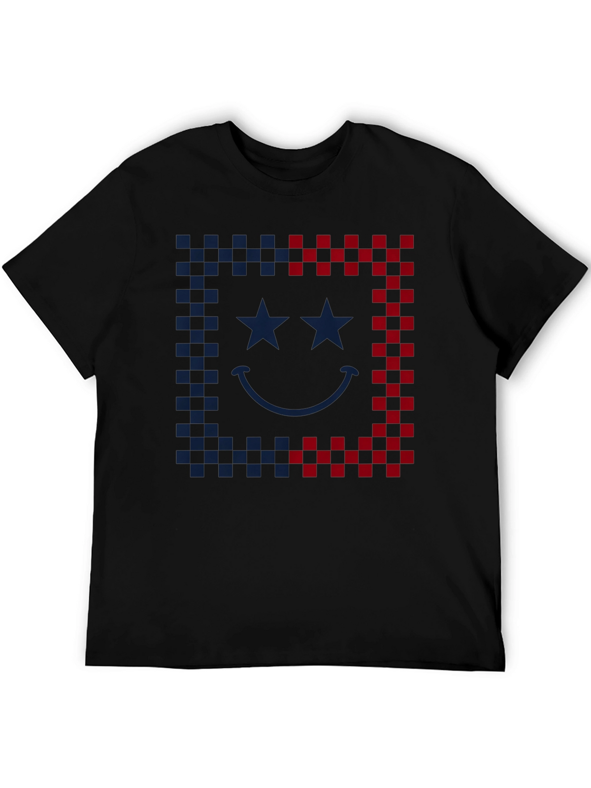 Smiley Face Checkered Border Graphic Tee