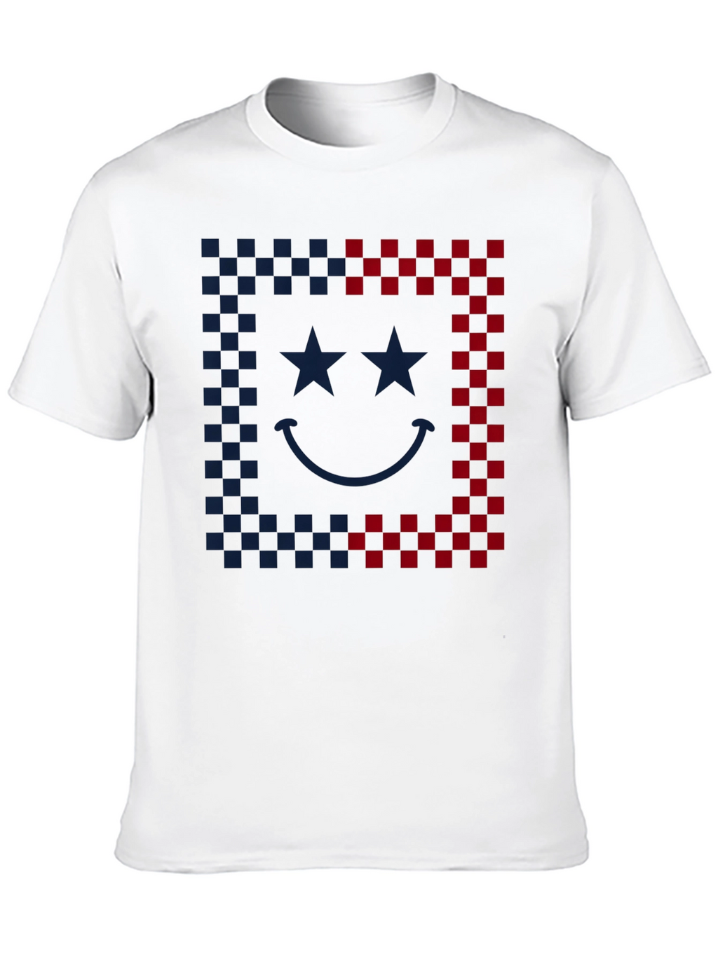 Smiley Face Checkered Border Graphic Tee