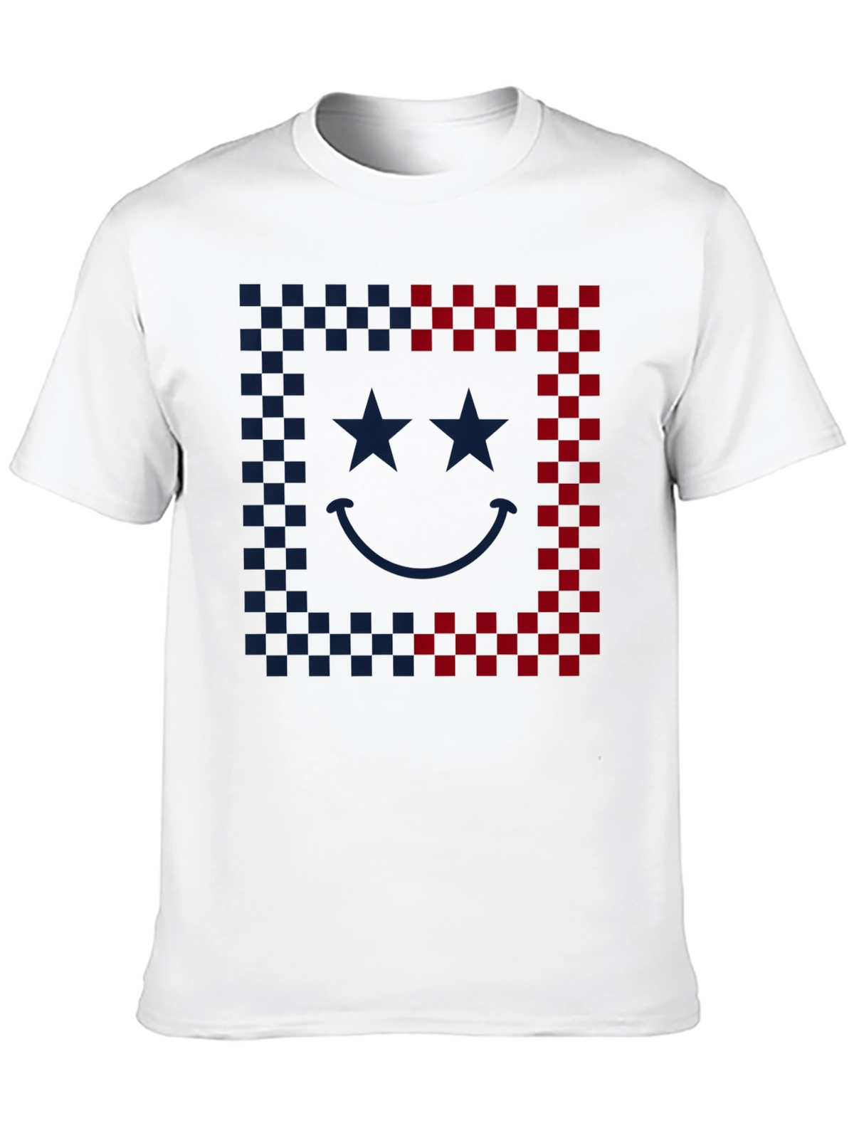 Smiley Face Checkered Border Graphic Tee