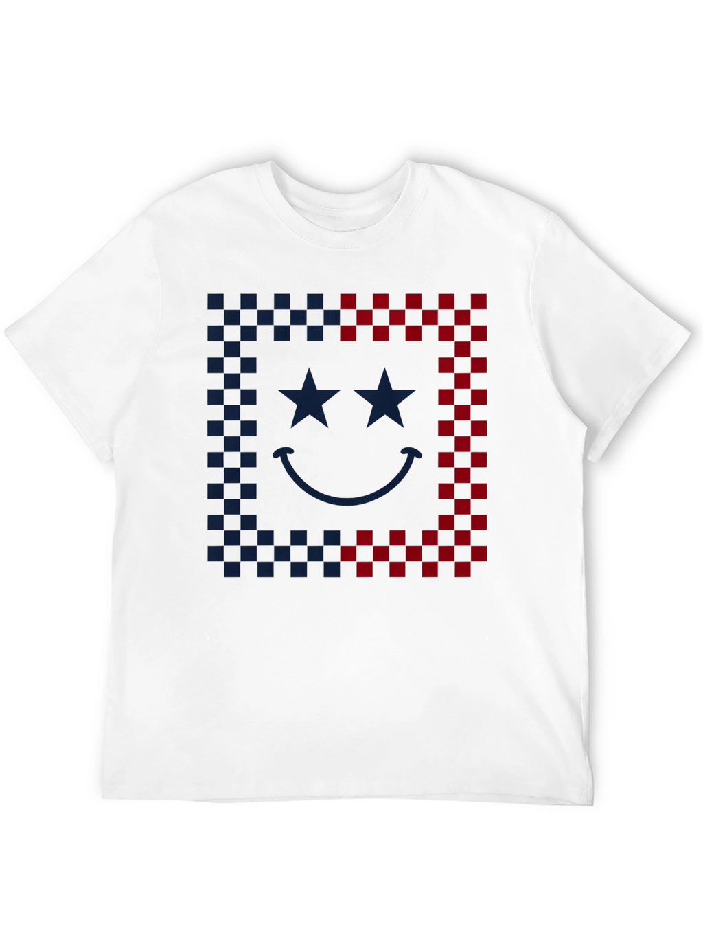 Smiley Face Checkered Border Graphic Tee