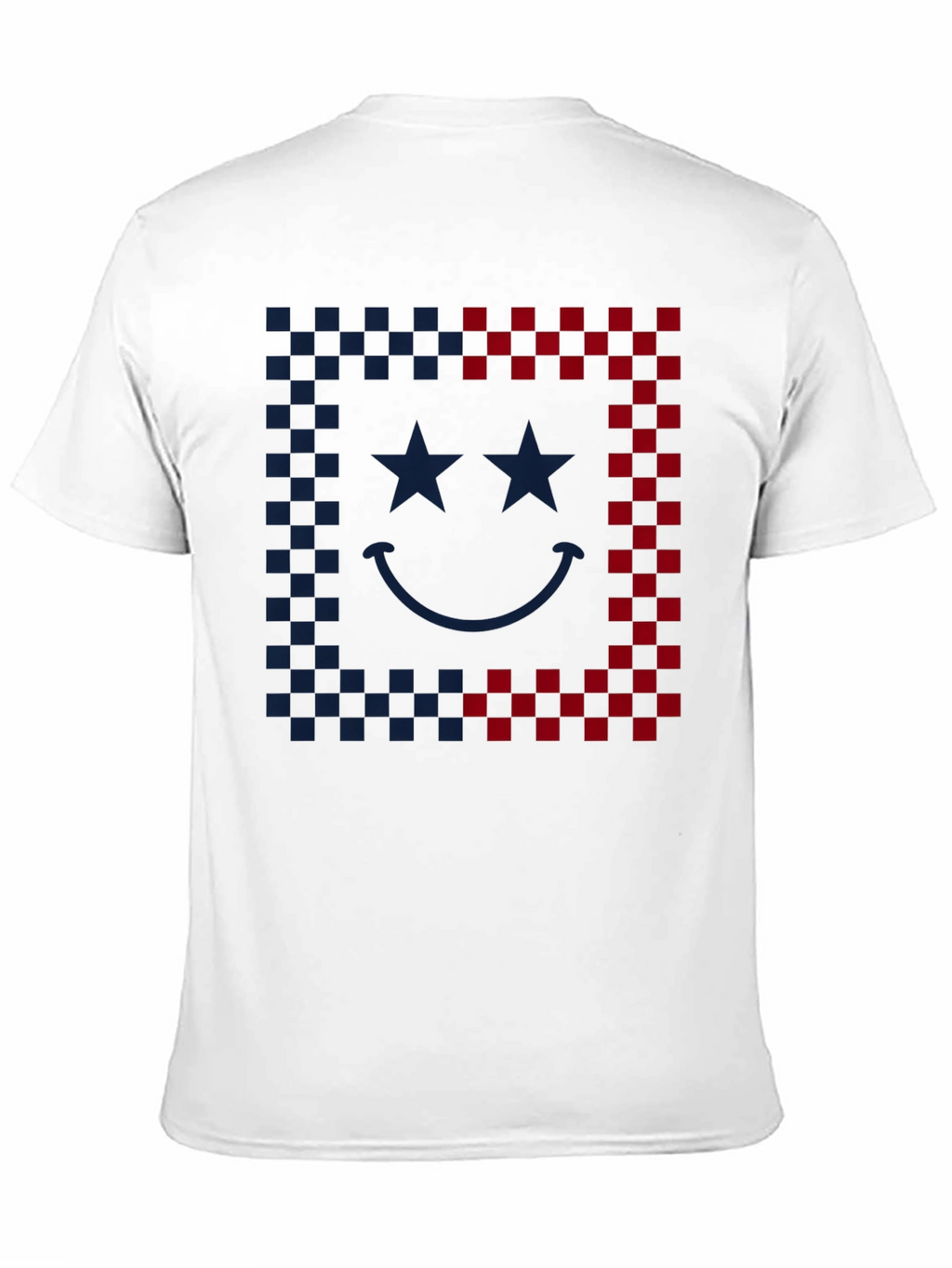Smiley Face Checkered Border Graphic Tee