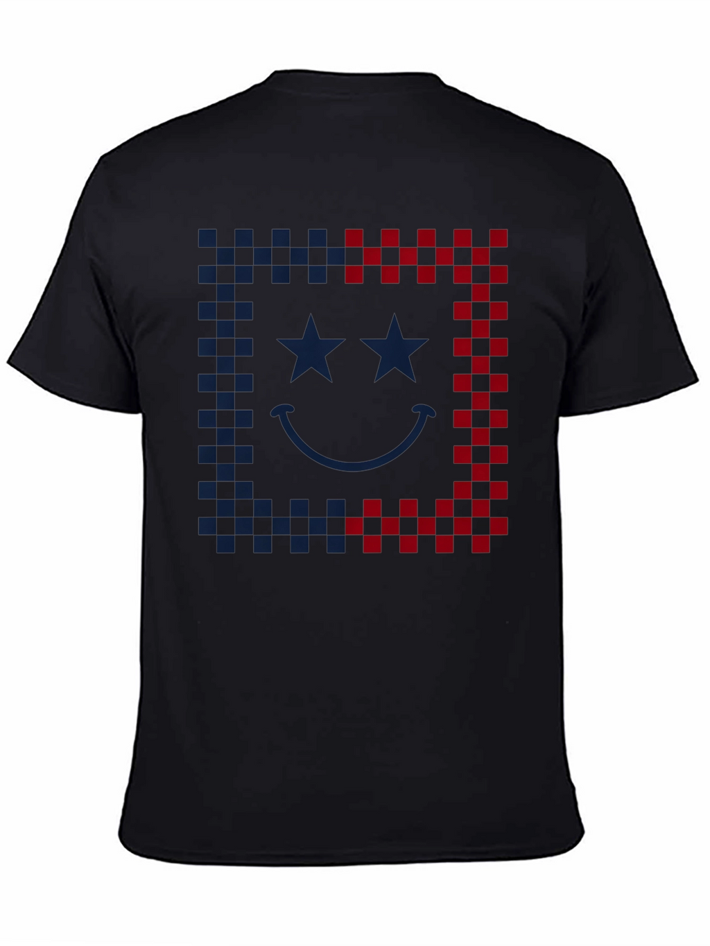 Smiley Face Checkered Border Graphic Tee