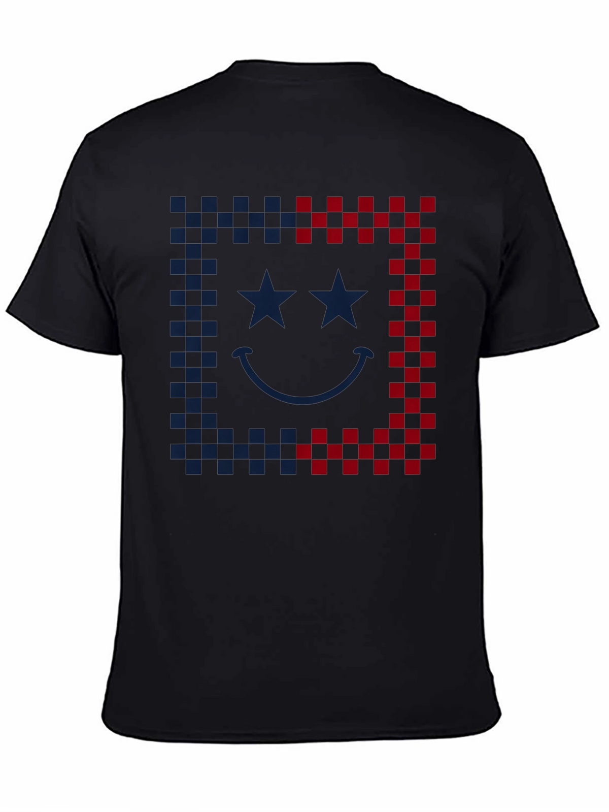 Smiley Face Checkered Border Graphic Tee