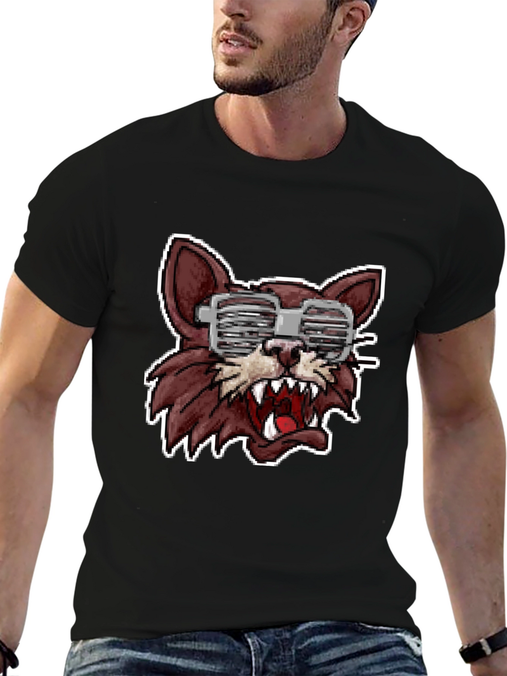 Wolf Graphic Tee - Fun Pixelated Design