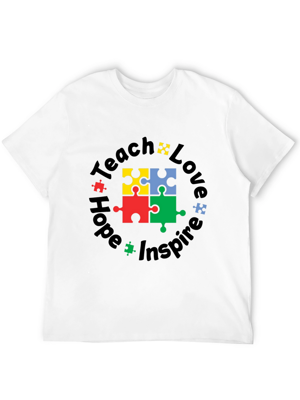 Teach Love Hope Inspire Autism Puzzle T-Shirt