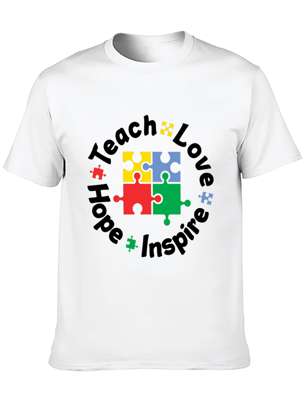 Teach Love Hope Inspire Autism Puzzle T-Shirt