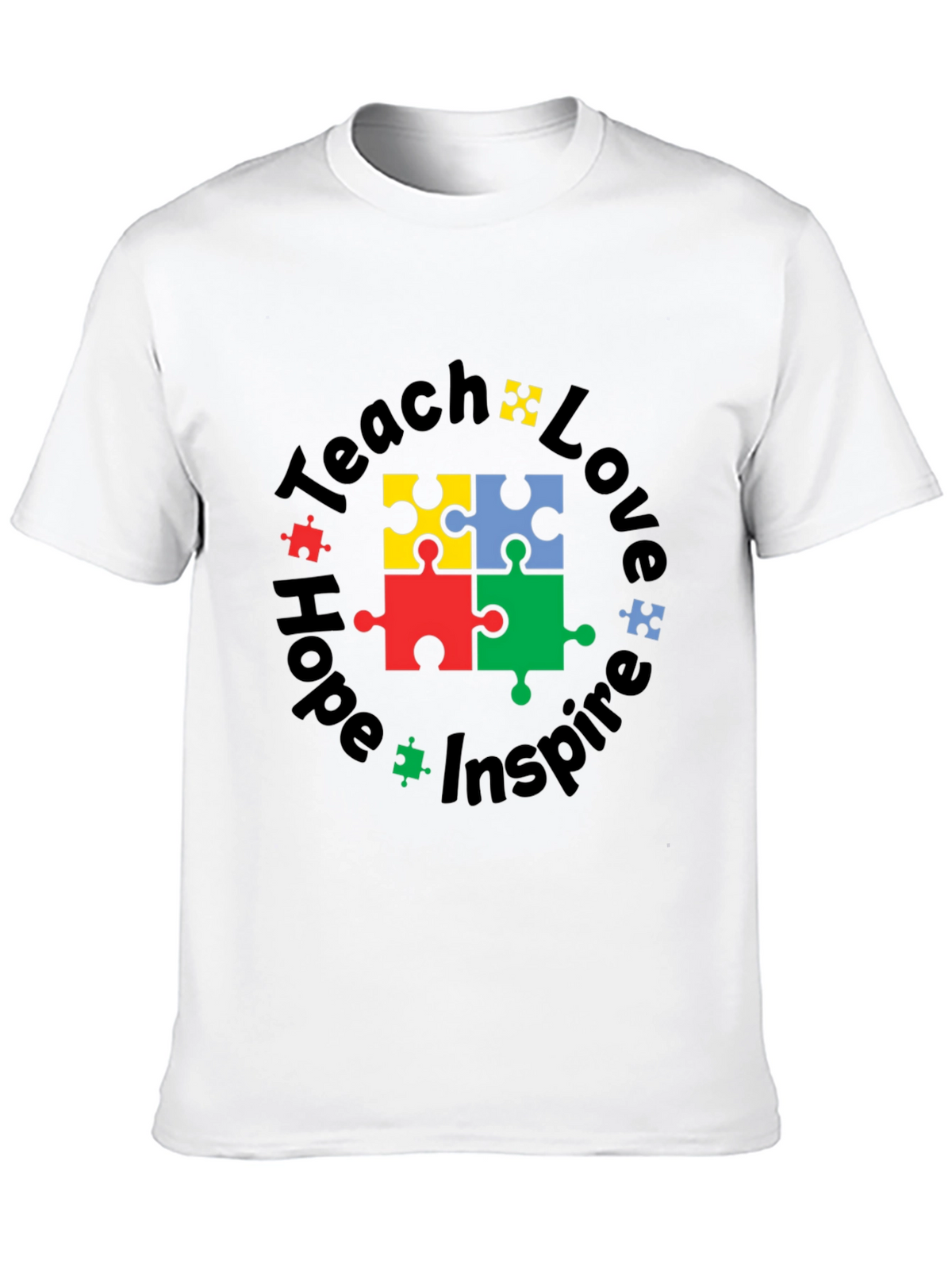 Teach Love Hope Inspire Autism Puzzle T-Shirt