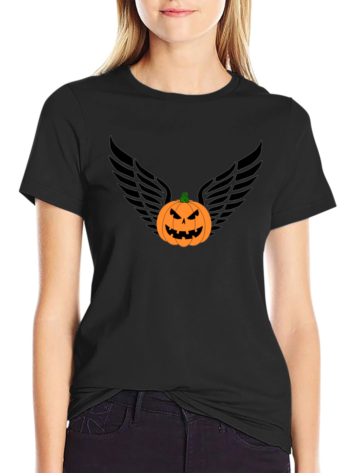 Pumpkin Angel Wings Graphic Tee