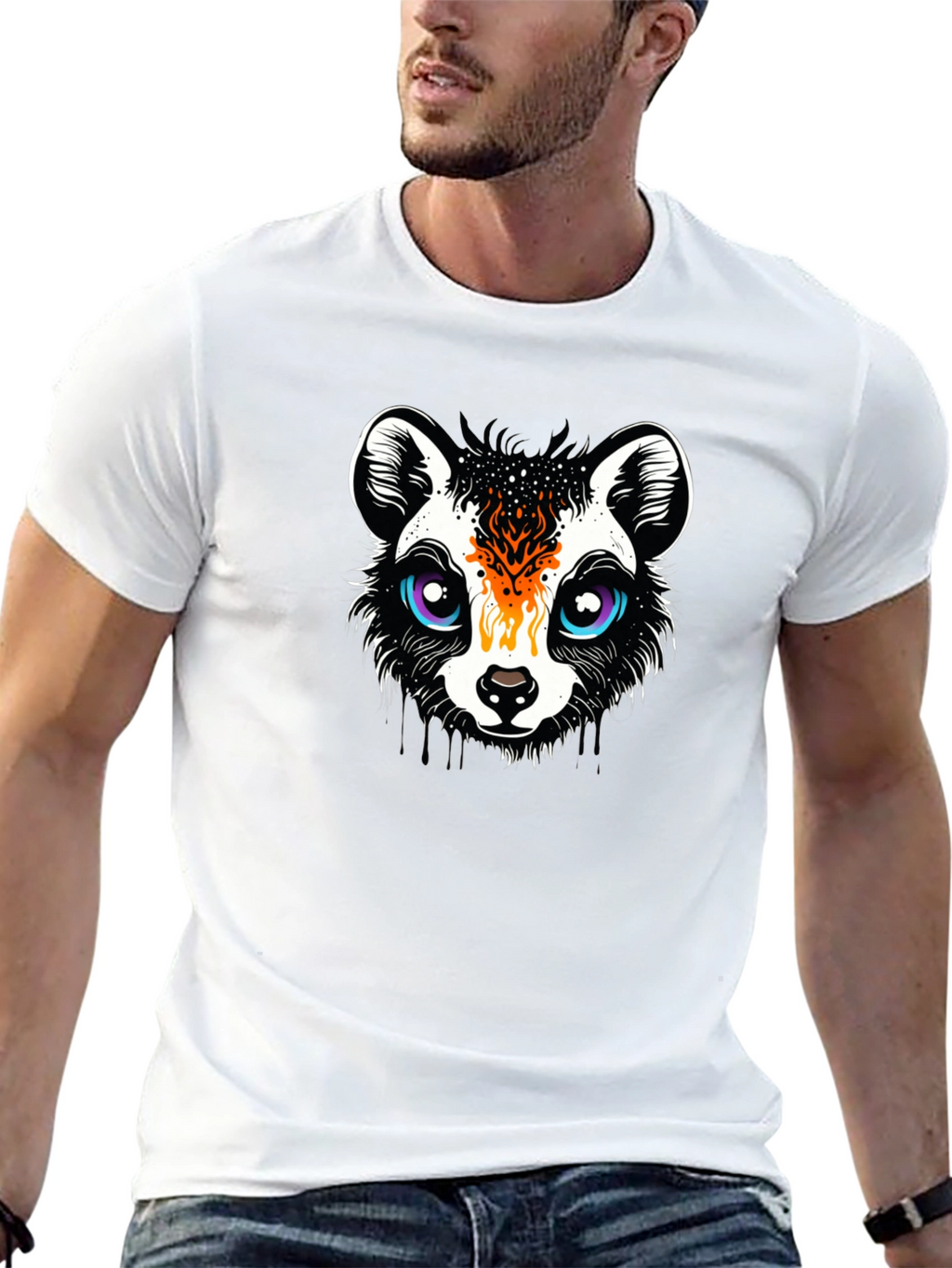 Funky Raccoon Graphic Tee - Black