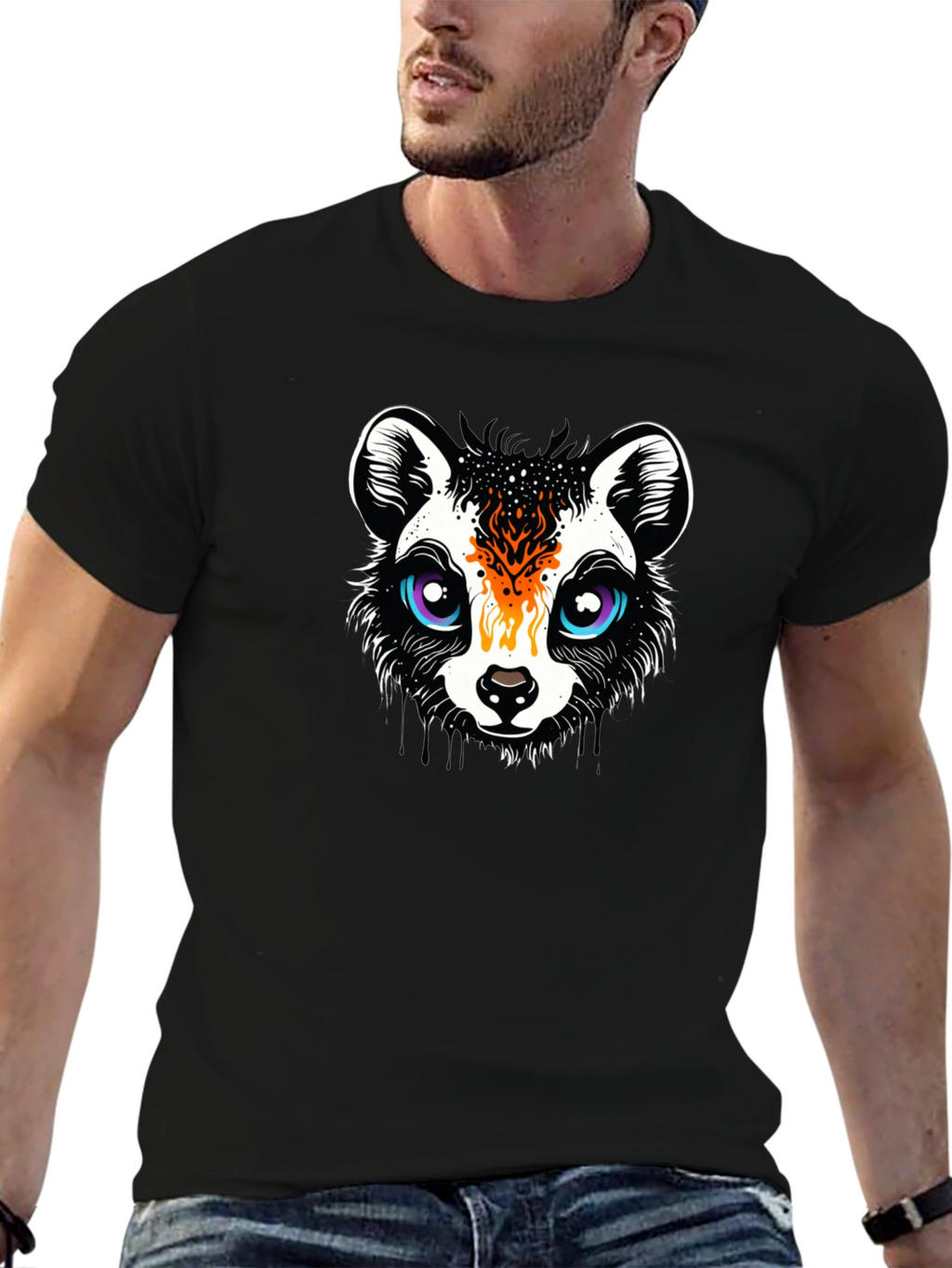Funky Raccoon Graphic Tee - Black