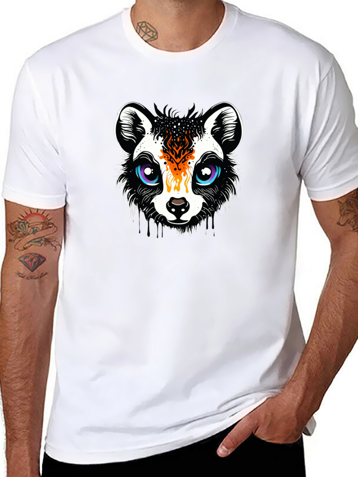 Funky Raccoon Graphic Tee - Black