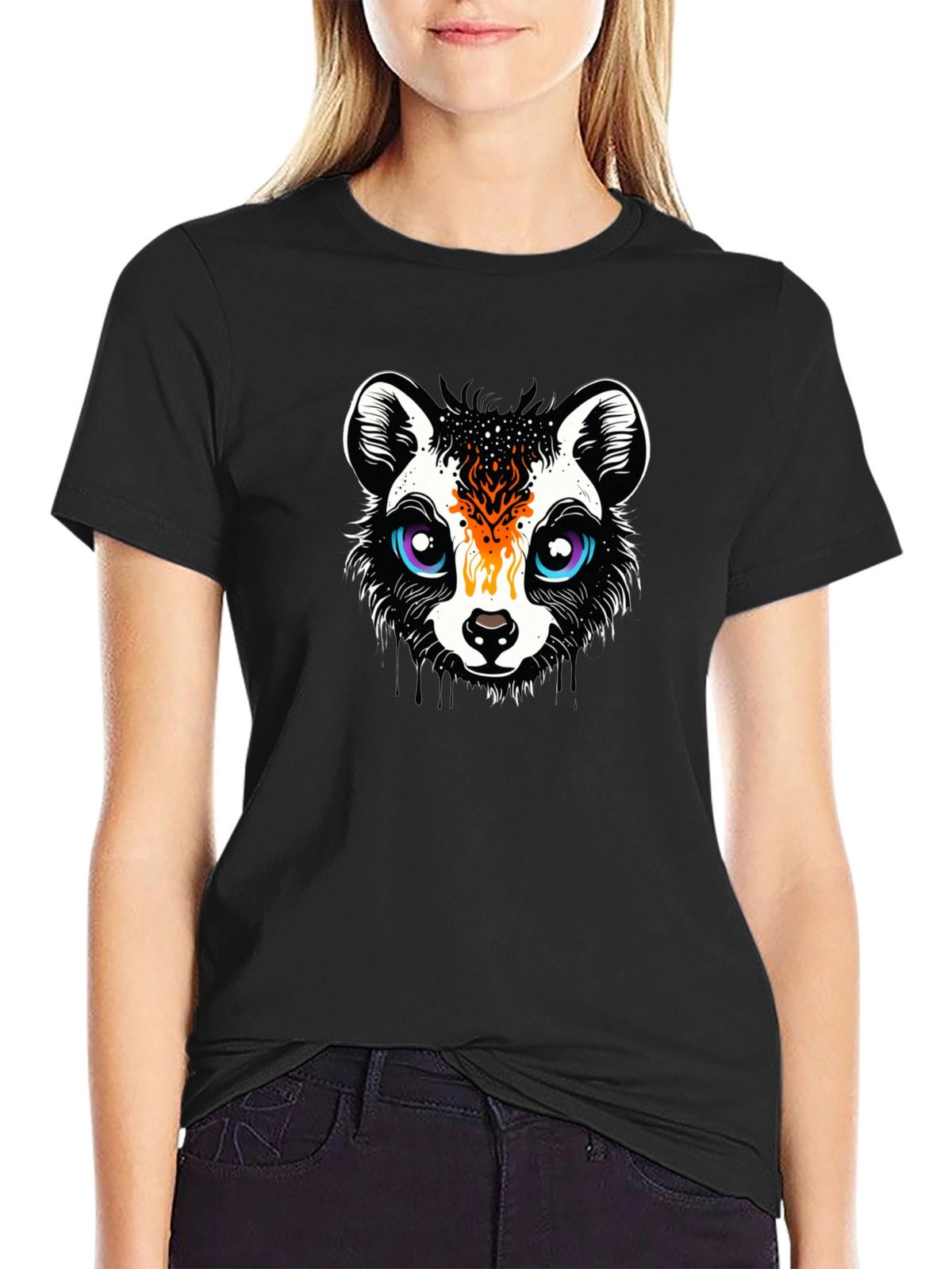 Funky Raccoon Graphic Tee - Black