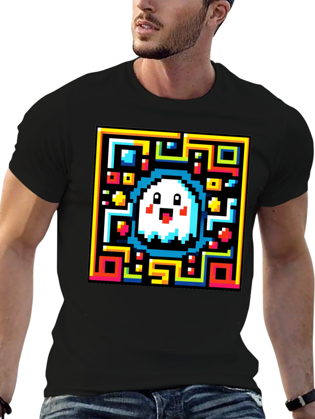 Pixel Ghost QR Code T-Shirt - Unique Design!