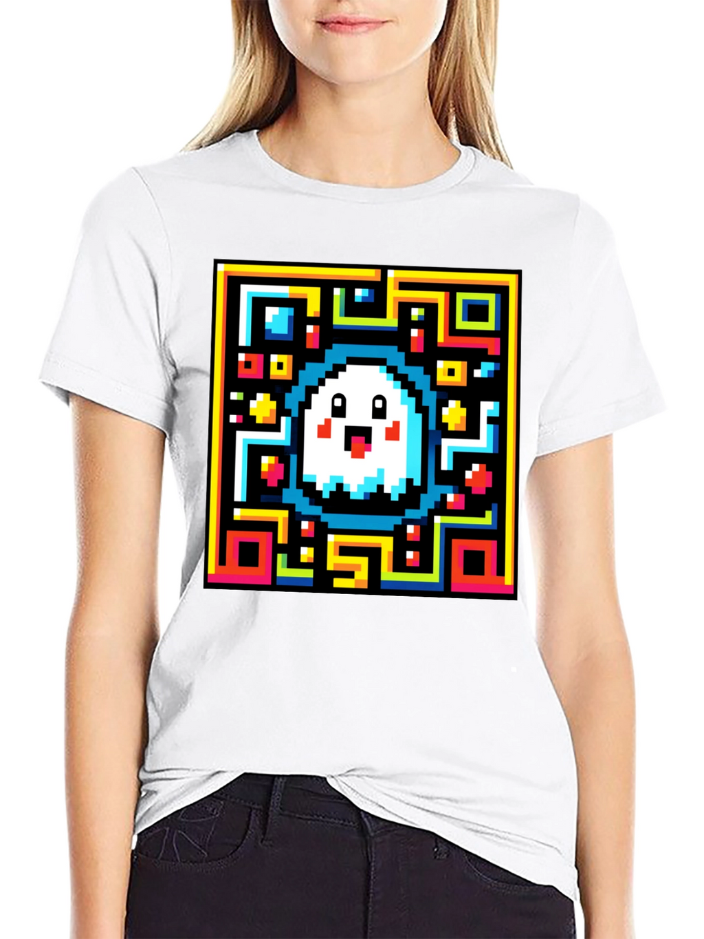 Pixel Ghost QR Code T-Shirt - Unique Design!