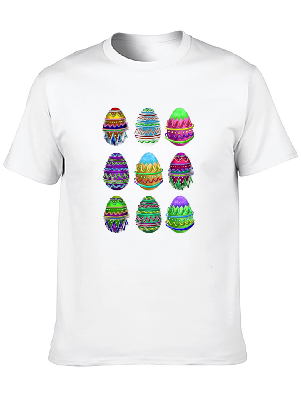 Easter Egg Pattern Black T-Shirt
