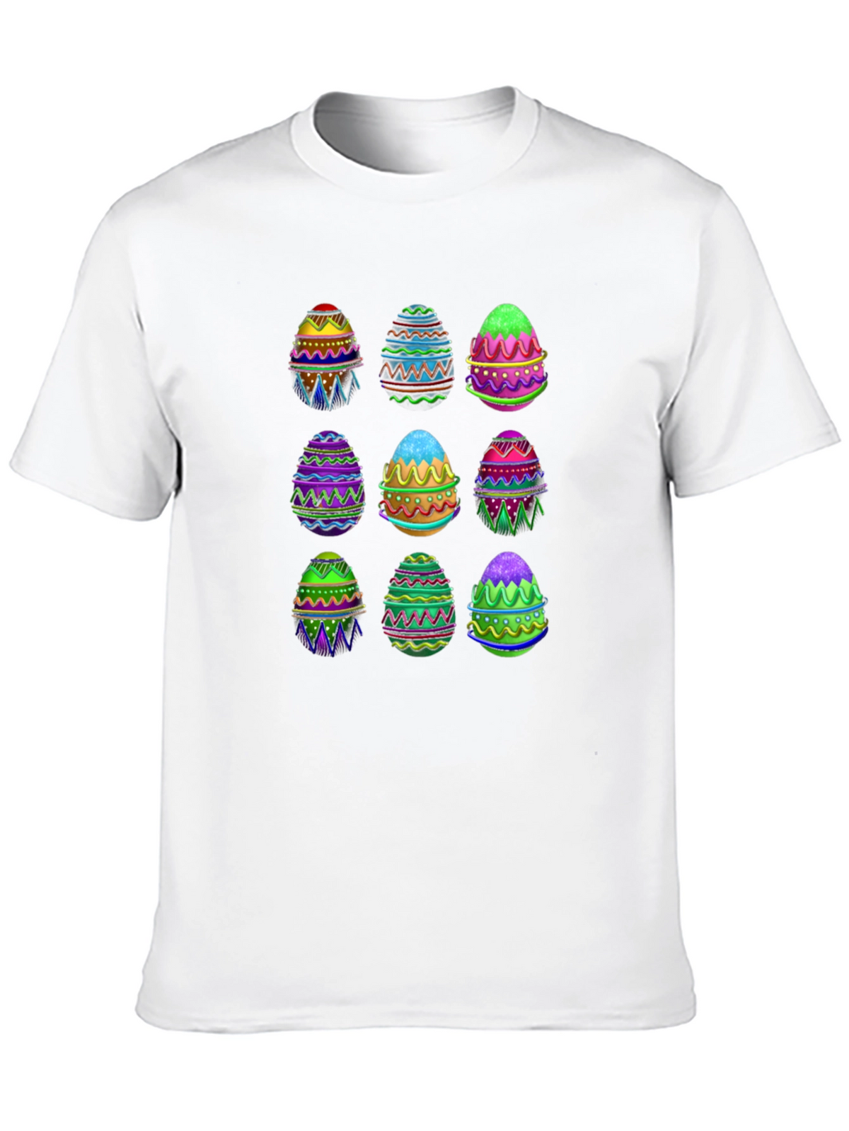 Easter Egg Pattern Black T-Shirt