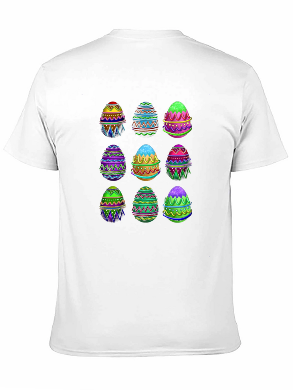 Easter Egg Pattern Black T-Shirt