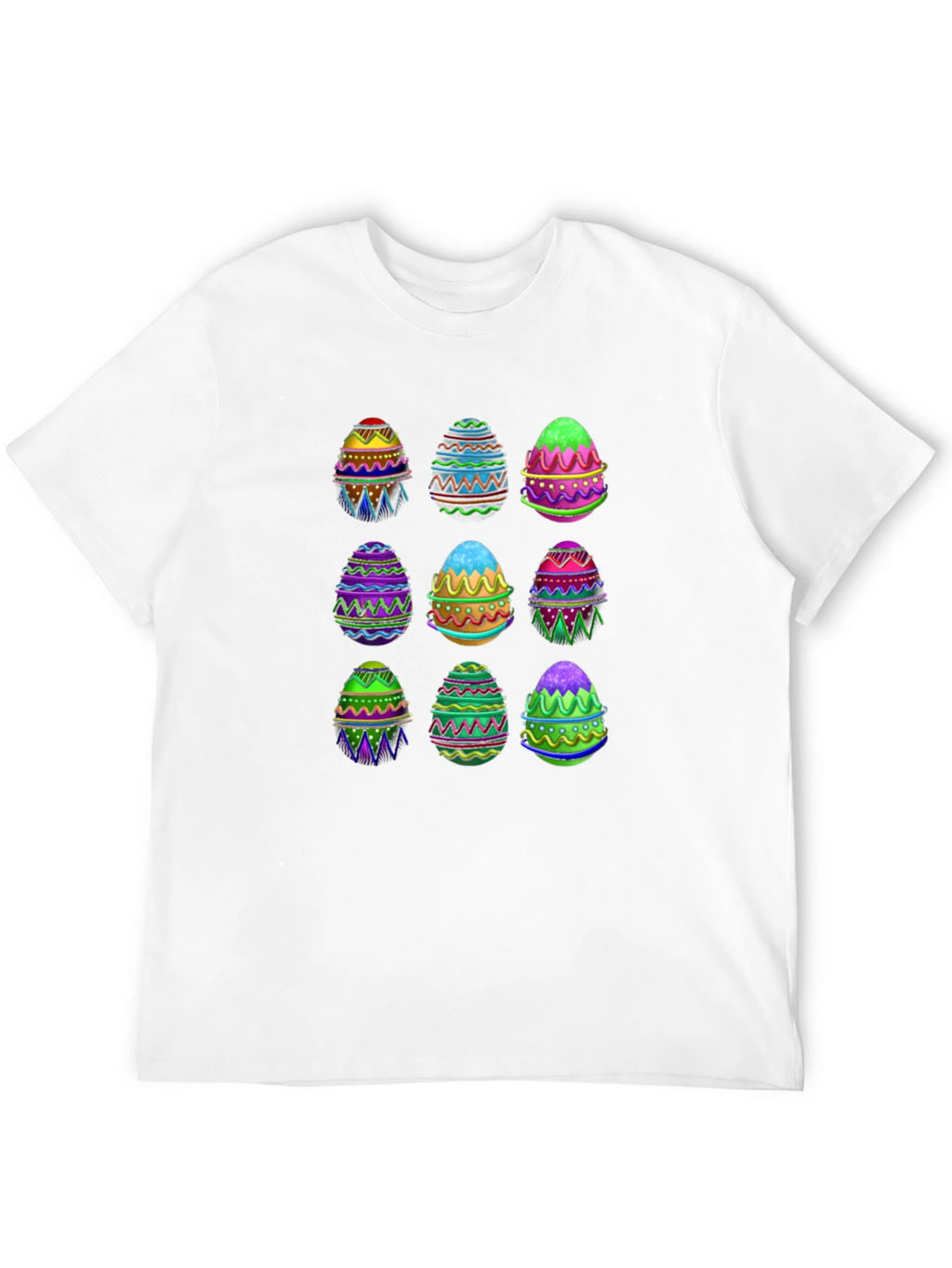 Easter Egg Pattern Black T-Shirt