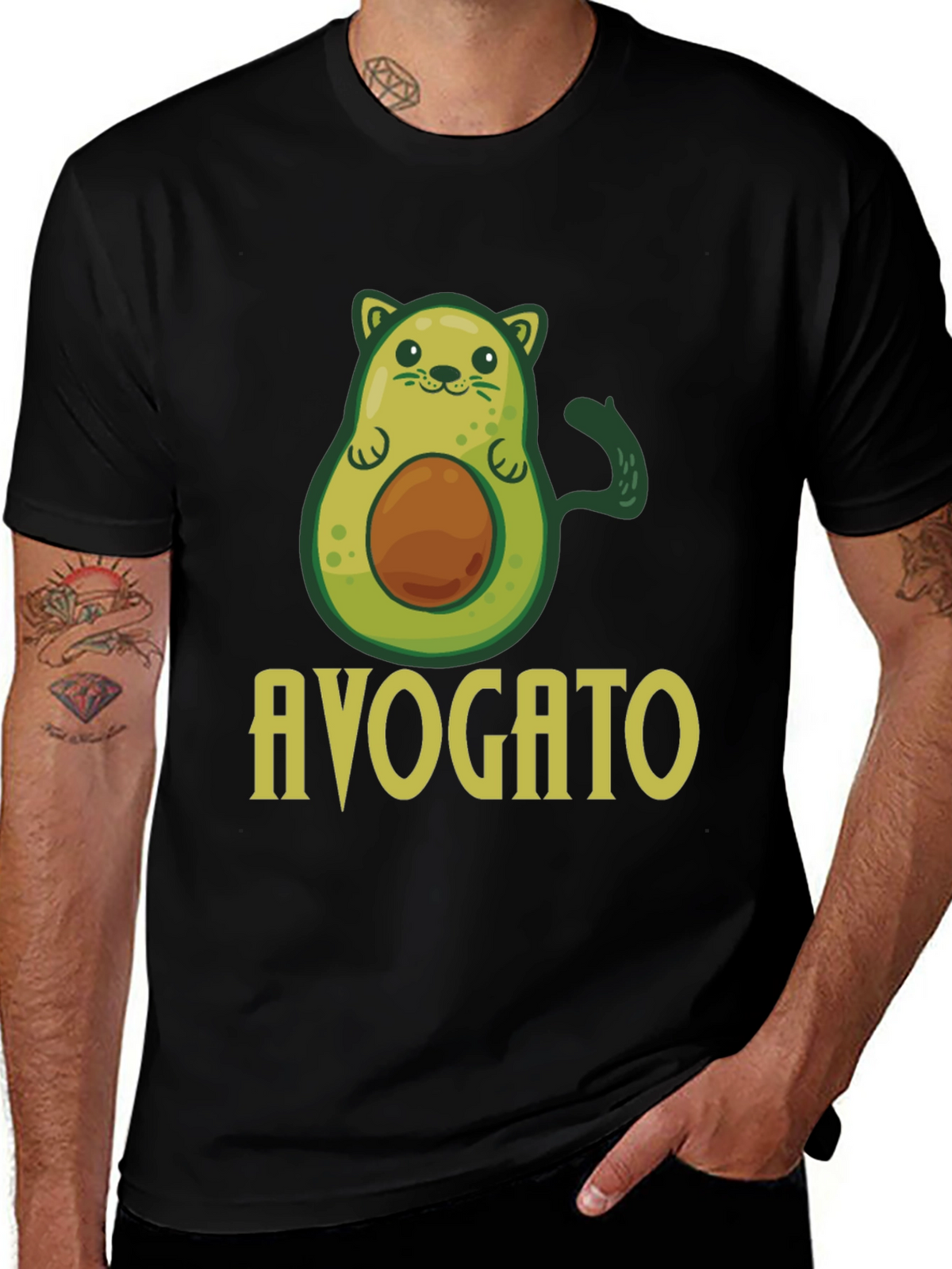 Avogato T-Shirt - Avocado Cat Pun Graphic Tee