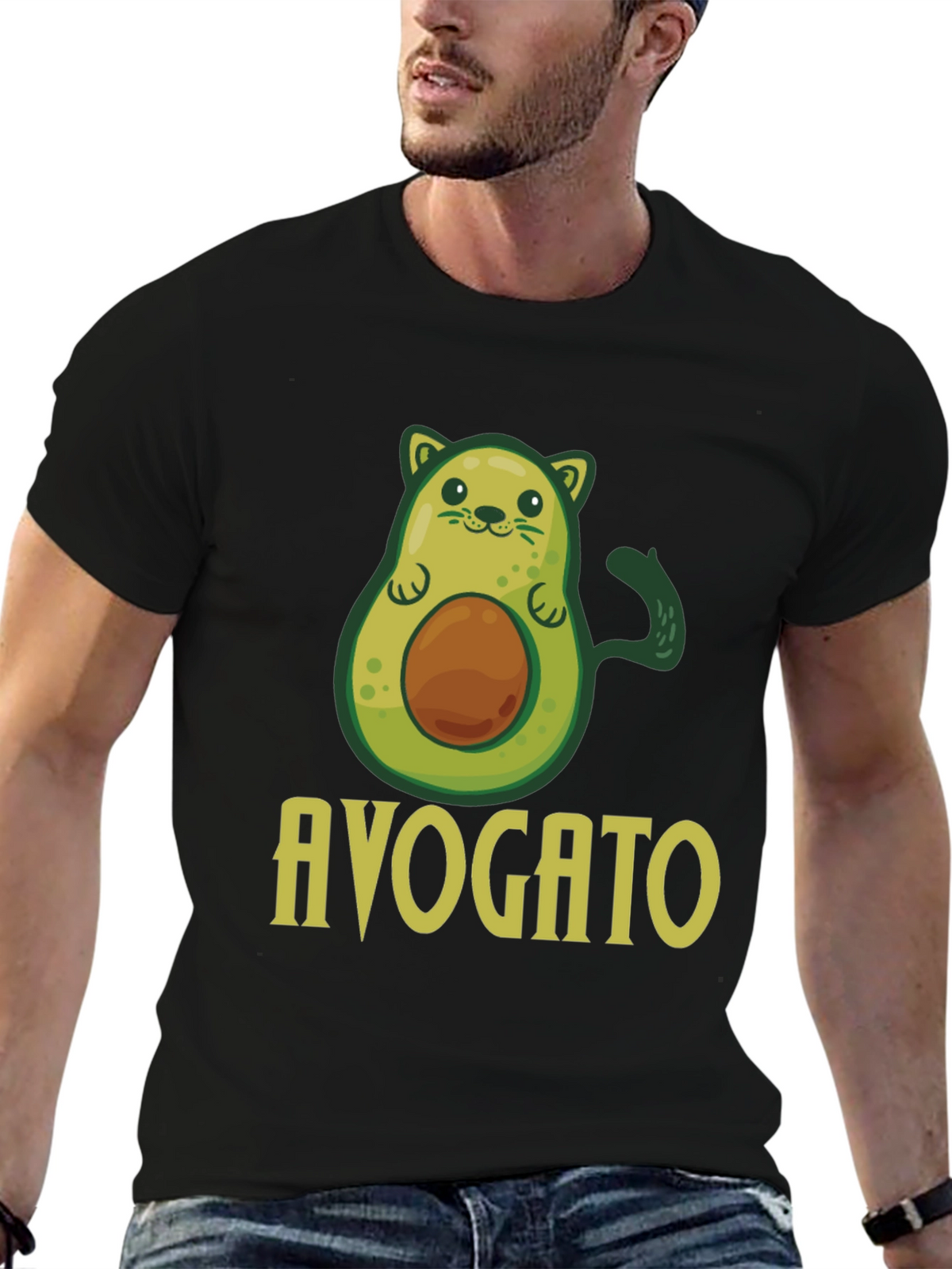 Avogato T-Shirt - Avocado Cat Pun Graphic Tee