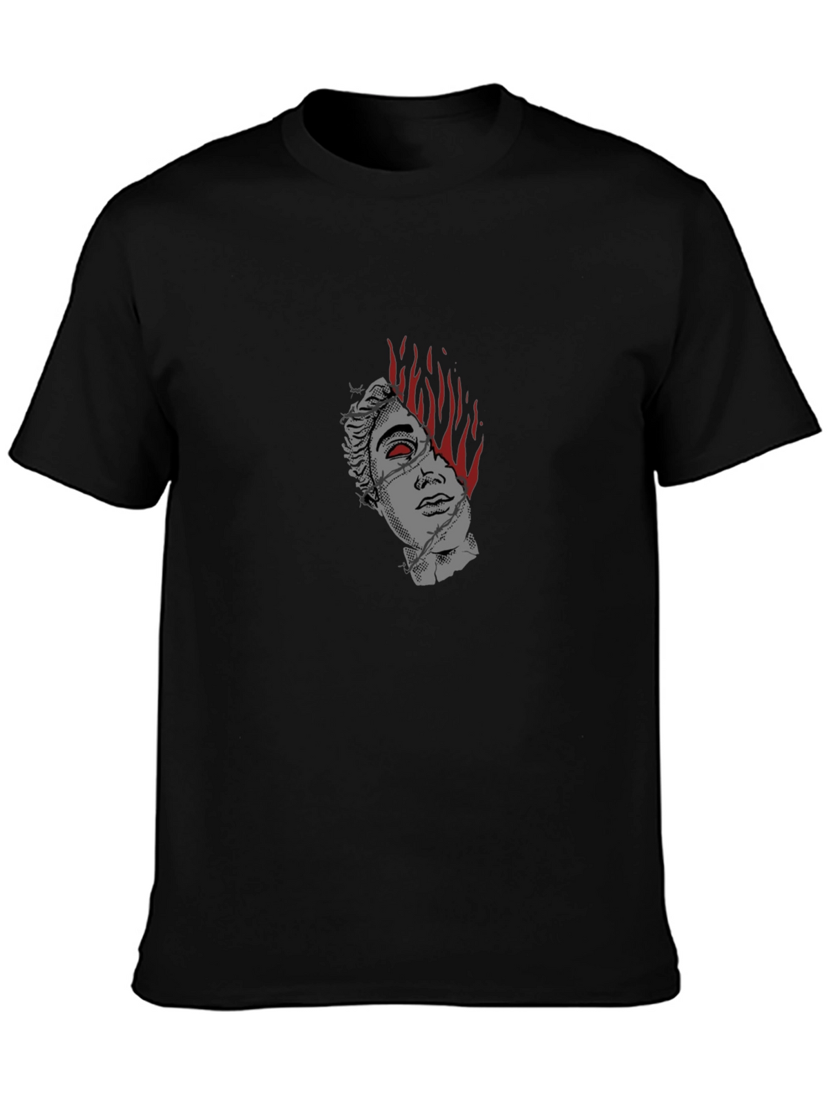 Burning Statue Graphic Tee - Modern Streetwear
