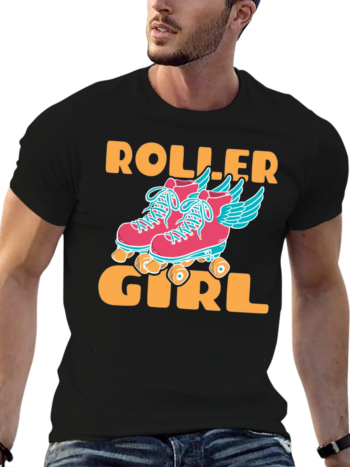 Roller Girl Graphic T-Shirt - Black